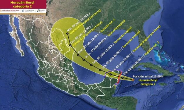 Definió SMN posibilidad de que Beryl afecte frontera de Tamaulipas y Texas