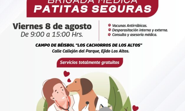 BRIGADA MÉDICA “PATITAS SEGURAS” LLEVARÁ ATENCIÓN GRATUITA A LOS ALTOS