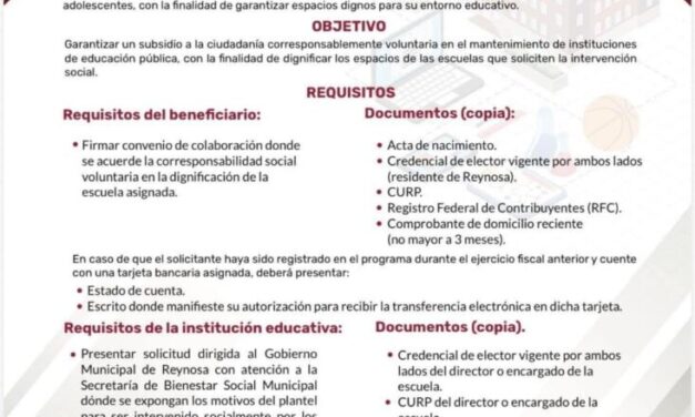 IMPULSA GOBIERNO DE REYNOSA EL PROGRAMA “ESCUELAS DIGNAS 2026” PARA FORTALECER LA INFRAESTRUCTURA EDUCATIVA