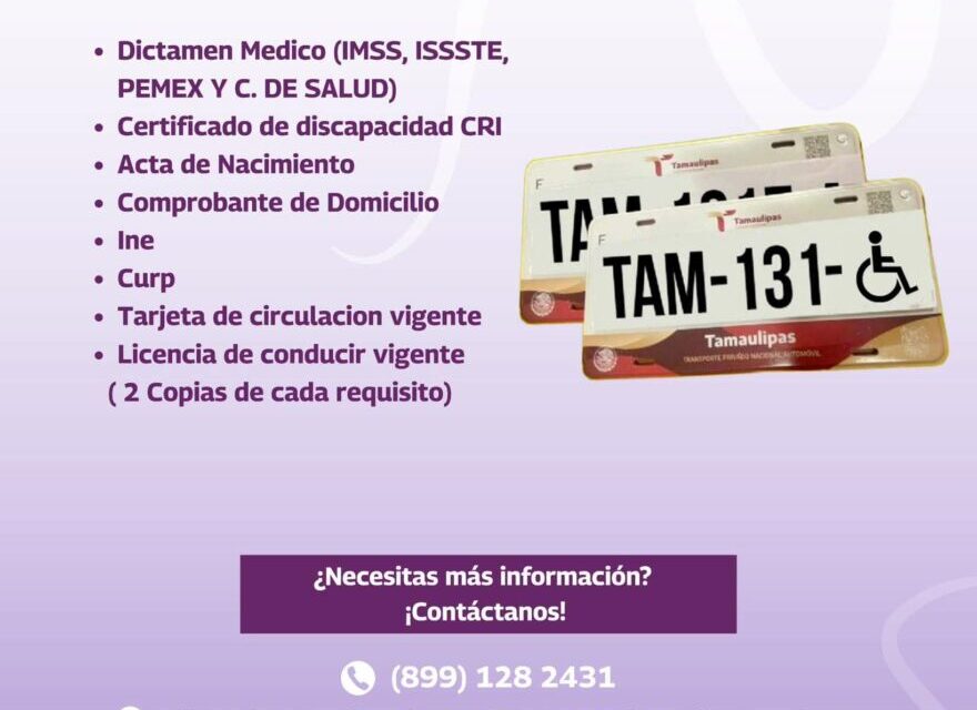 DIF REYNOSA FACILITA TRÁMITE DE PLACAS PARA PERSONAS CON DISCAPACIDAD NEUROMOTORA